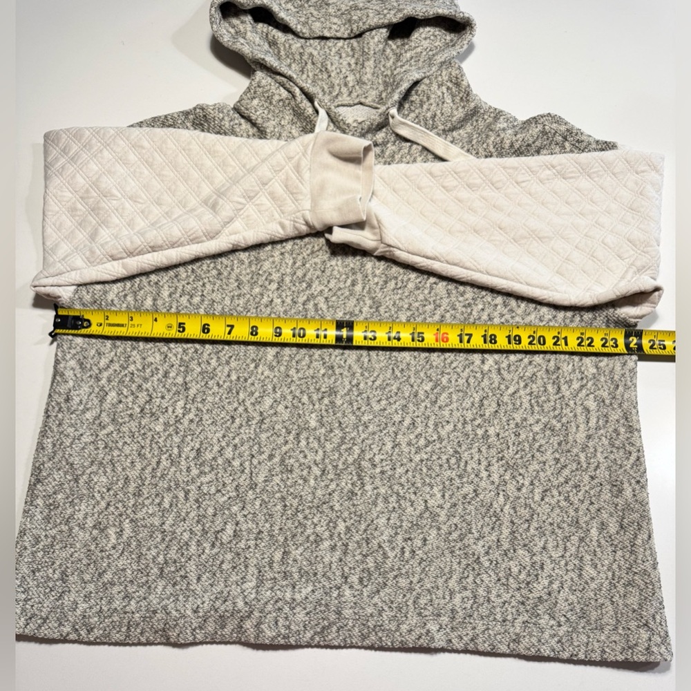 Madewell Quilted Sleeve Hoodie Sweatshirt Ivory/Gray Size Large Style #NB523 - Picture 7 of 9